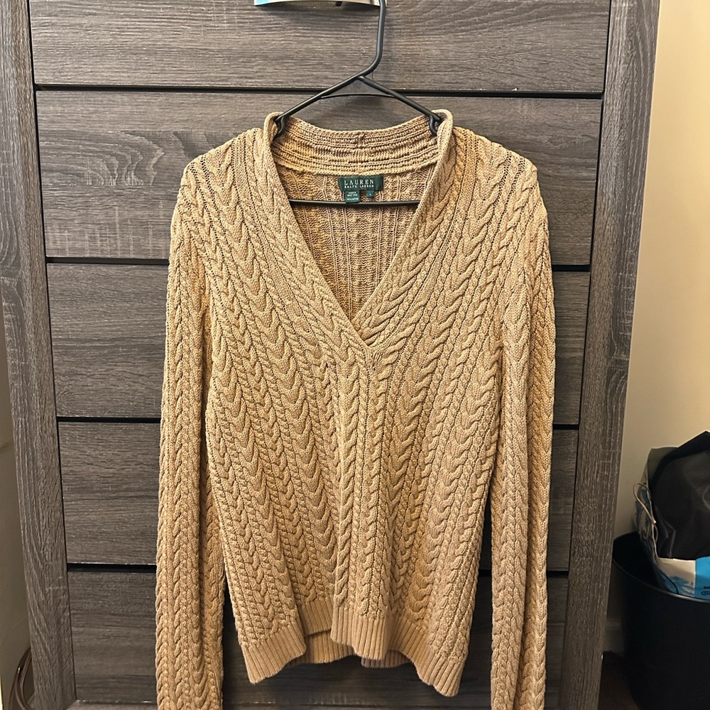 Lauren Ralph Lauren Tan Cable Knit Pullover